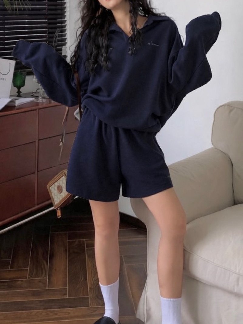 【SALE／10%OFF】LADY LIKE ショートパンツ付きオーバーサイズスキッパーセットアップ ディアベル トップス カットソー・Tシャツ ブラウン ネイビー【送料無料】