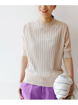 VERMEIL par iena 【SLOANE/スローン】シルク5分袖プルオーバー◆ ヴェルメイユ パー イエナ ニット ニットその他 ベージュ【送料無料】
