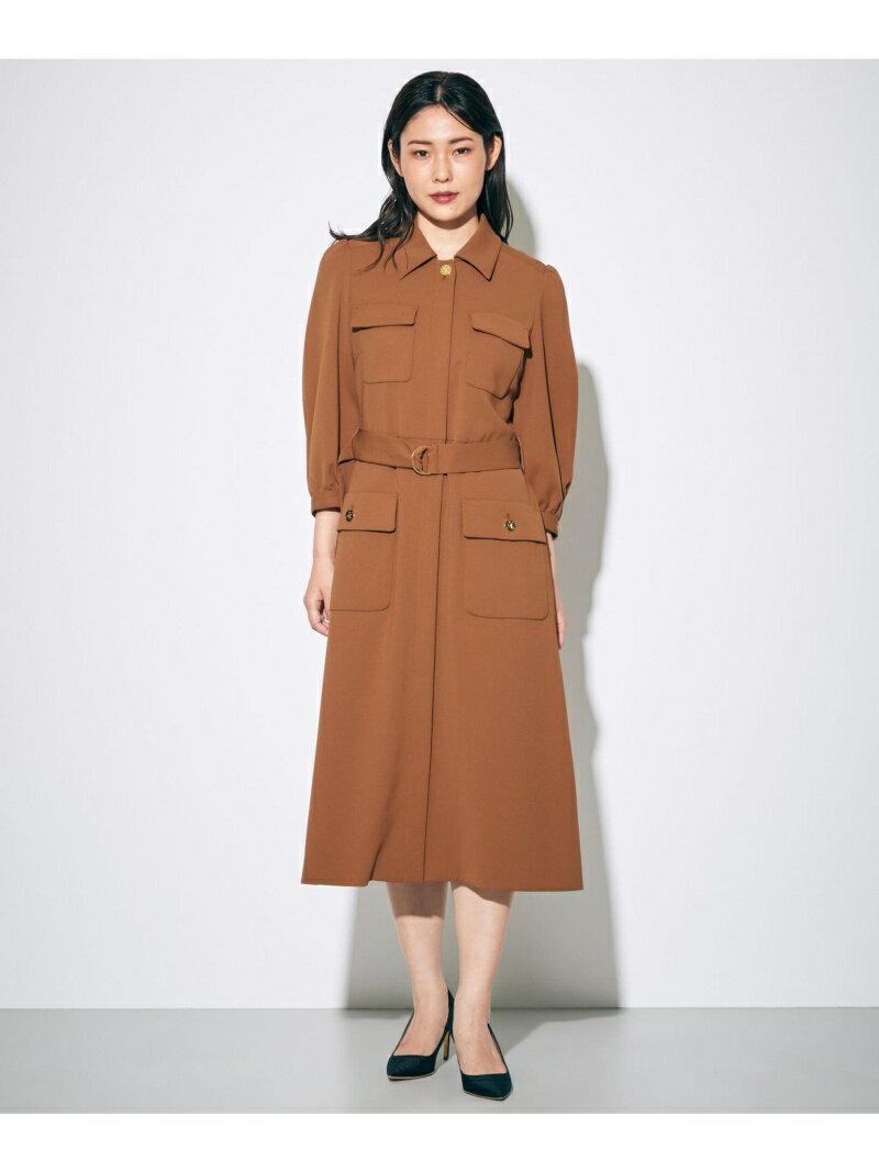 GRACE CONTINENTAL ミリタリーフロントジップワンピース グレースコンチネンタル ワンピース・ドレス シャツワンピース ブラウン ブラック【送料無料】のサムネイル