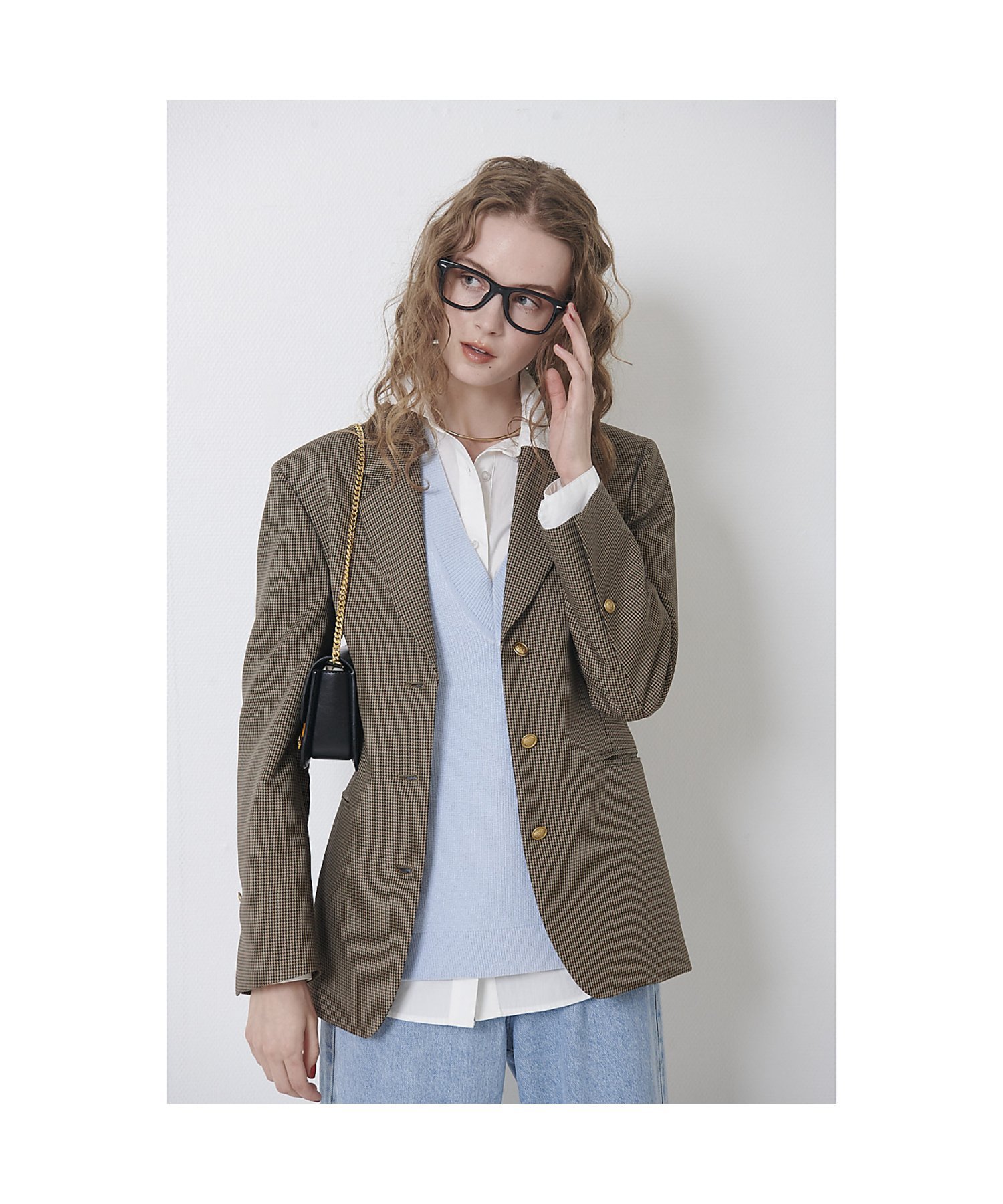 Rouge vif la cle チェックビックジャケット ルージュ・ヴィフ ラクレ ジャケット・アウター テーラードジャケット・ブレザー ブラウン