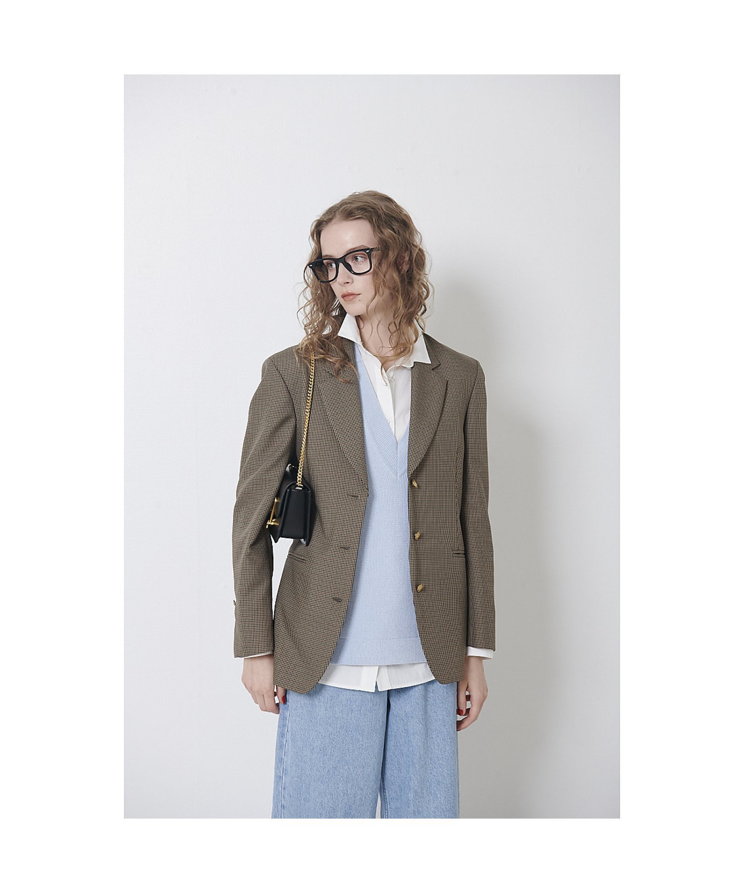 Rouge vif la cle チェックビックジャケット ルージュ・ヴィフ ラクレ ジャケット・アウター テーラードジャケット・ブレザー ブラウン