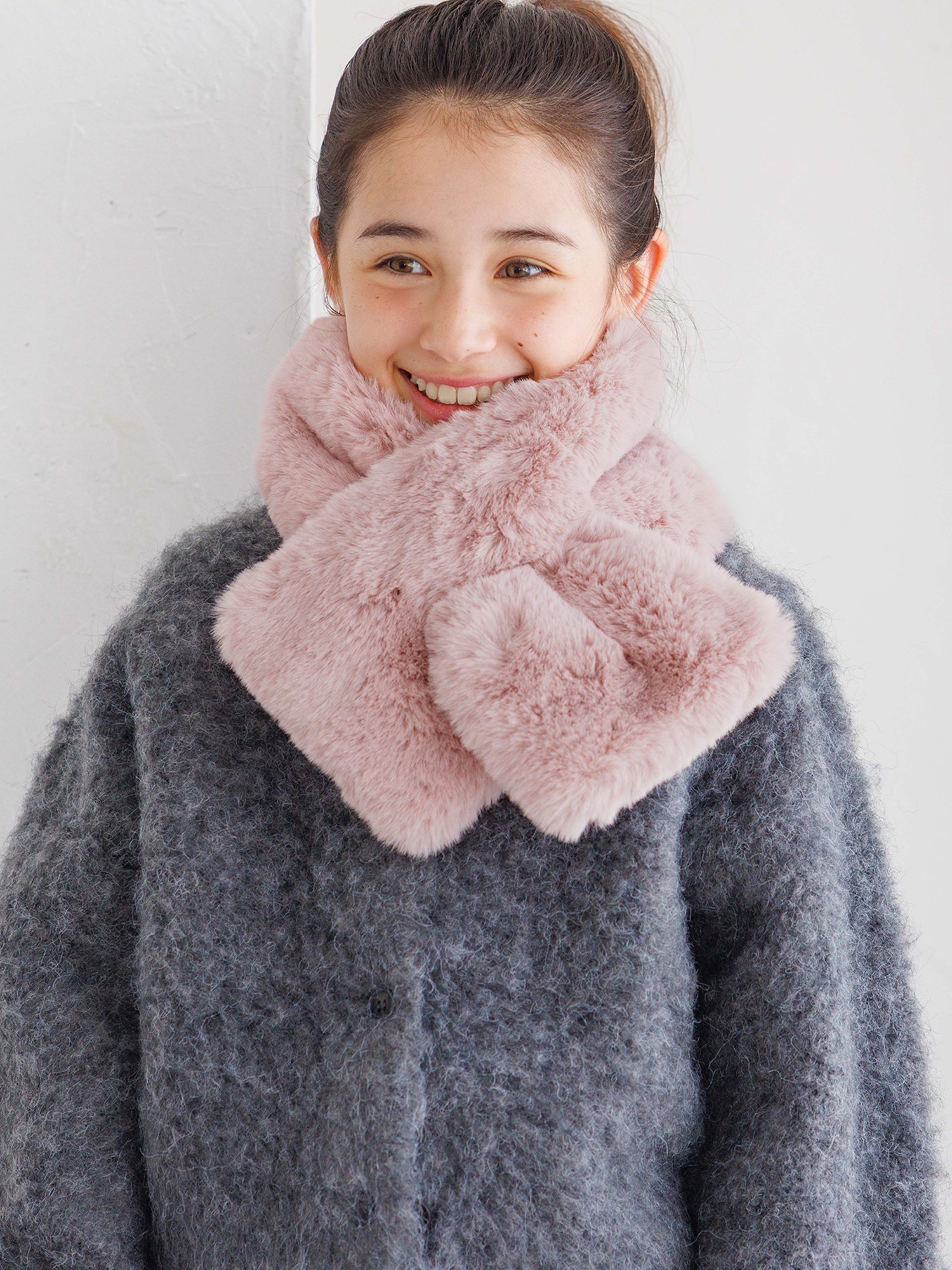 coca キッズ 親子お揃いフェイクファーティペット コカ ファッション雑貨 マフラー・ストール・ネックウォーマー ベージュ ブルー レッド ピンク