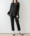 【SALE/42%OFF】La-gemme ペプラムトップス+パンツ セットアップ ラジュール スーツ・フォーマル セットアップスーツ ブラック ネイビー ベー...