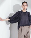 NANO universe リネン混シアーボリュームスリーブブラウス ナノユニバース トップス シャツ・ブラウス ネイビー ホワイト【送料無料】(4)