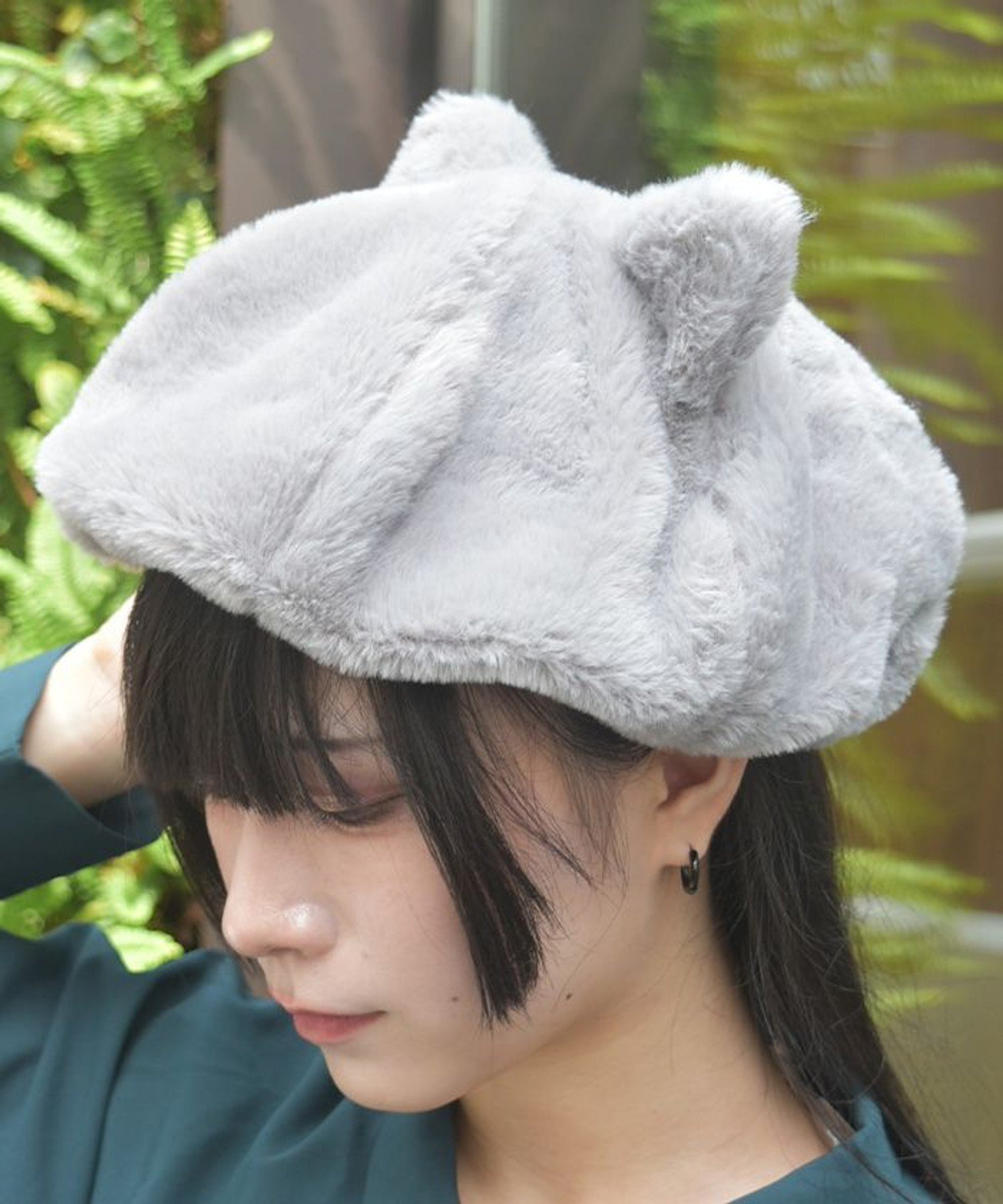 axes femme ネコ耳ファーベレー アクシーズファム 帽子 ハット グレー