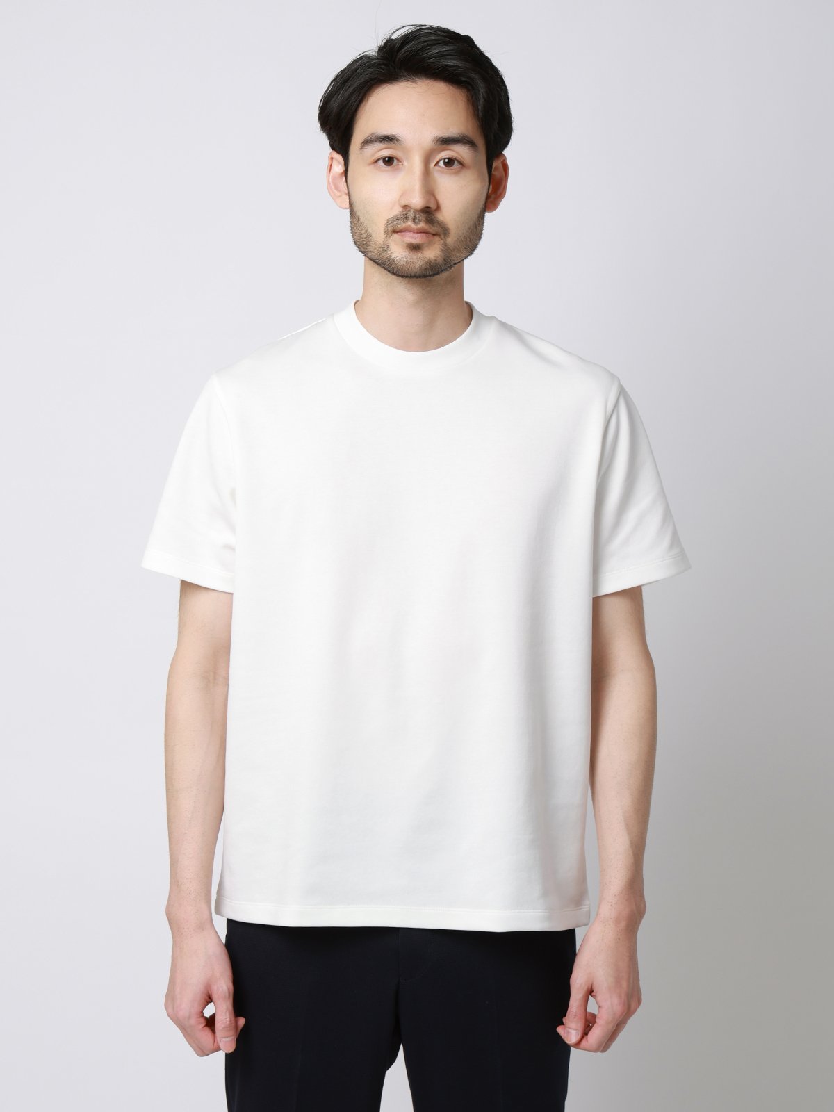 SUIT SQUARE Tシャツ 半袖 ウォッシャブル 吸水速乾 UVカット プレーティング天竺 無地 スーツ スクエア トップス カットソー・Tシャツ ホワイト