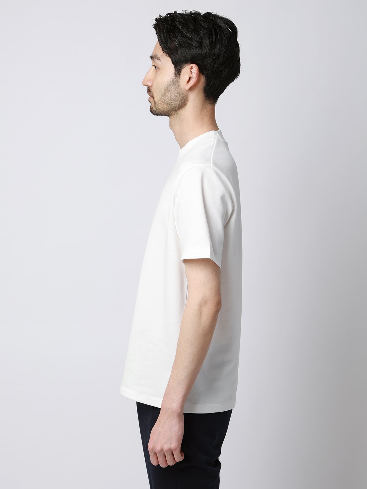 SUIT SQUARE Tシャツ 半袖 ウォッシャブル 吸水速乾 UVカット プレーティング天竺 無地 スーツ スクエア トップス カットソー・Tシャツ ホワイト