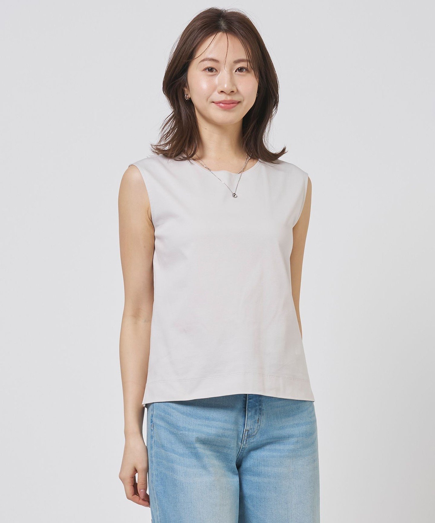 J.PRESS 【レイヤードスタイルに】スムースジャージー ノースリーブ カットソー ジェイプレス トップス カットソー・Tシャツ ブラック グレー ホワイト