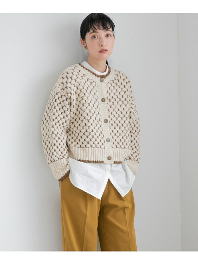 【SALE／57%OFF】LOWRYS FARM 2WAY柄ショートニットプルオーバーカーディガン ローリーズファーム トップス カーディガン ホワイト グリーン ネイビー ブラウン ブラックのサムネイル