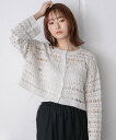 【SALE／10%OFF】RETRO GIRL スカシ編みカーデ レトロガール トップス カーディガン ホワイト ブラック ブルー