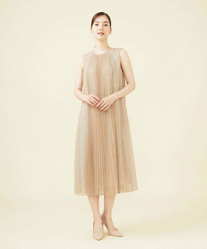 Sybilla ラメチュールプリーツドレス シビラ ワンピース・ドレス ドレス ブラック ベージュ【送料無料】 Sybilla ラメチュールプリーツドレス シビラ ワンピース・ドレス ドレス ブラック ベージュ【送料無料】