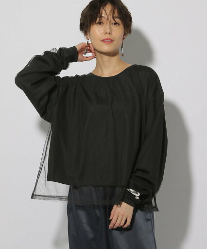 【SALE/50%OFF】Elura チュールコンビプルオーバー/320026 エルーラ トップス カットソー・Tシャツ グレー ブラック 【SALE/50%OFF】Elura チュールコンビプルオーバー/320026 エルーラ トップス カットソー・Tシャツ グレー ブラック
