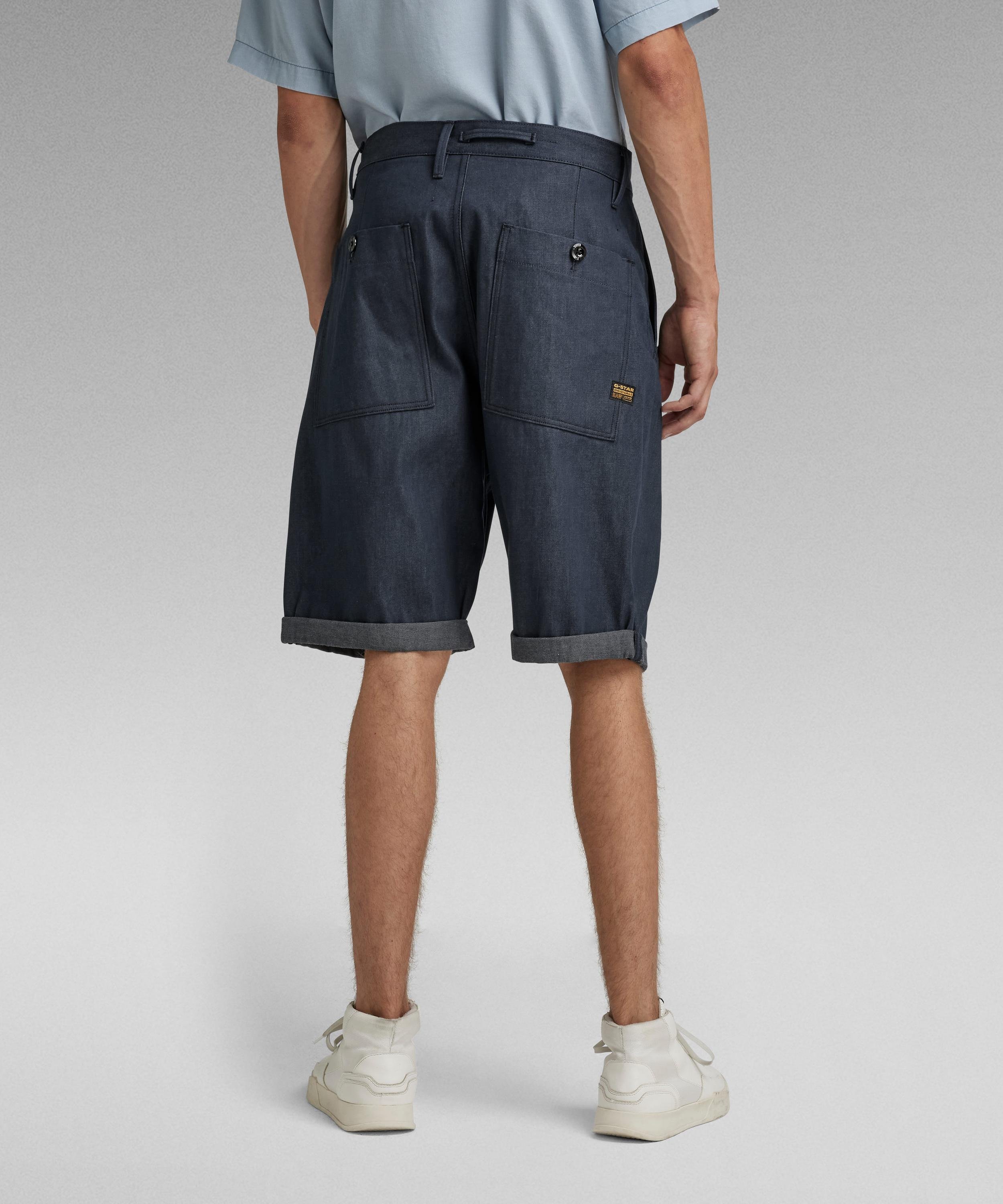【公式ショップ】WORKER CHINO RELAXED SHORTS/リラックスワイドデニムショートパンツ ジースターロゥ パンツ ジーンズ・デニムパンツ ネイビー