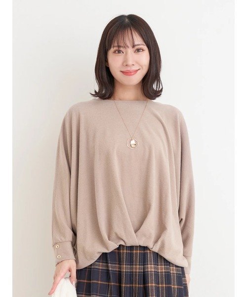 Re-J&SUPURE アクセサリー付き裾タックドルマンプルオーバー リジェイアンドスプル トップス カットソ..