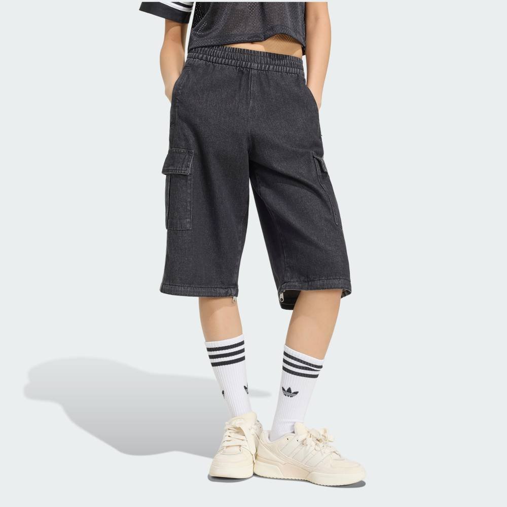 【公式】アディダス adidas 返品可 ミッドライズ 2イン1 デニムパンツ アディダス パンツ その他のパンツ ブラック