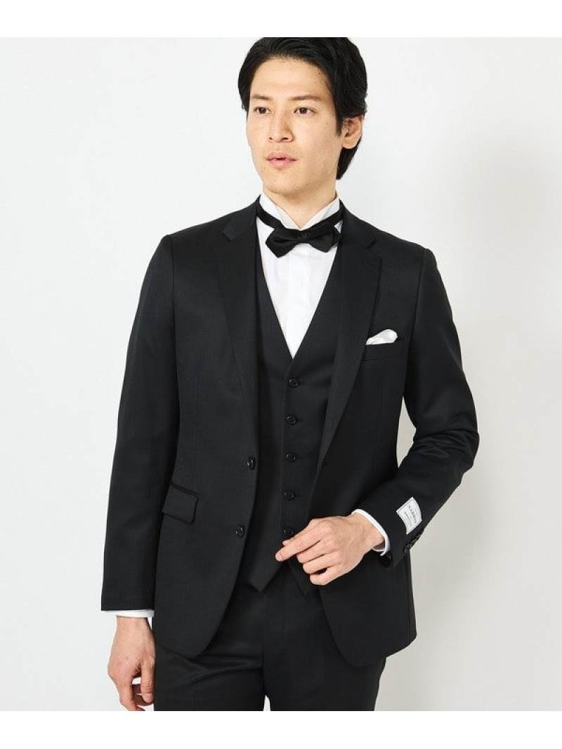 CROWDED CLOSET NARROW 綾織りブラックスーツ/別売りベストあり/2ピースビジネスセットアップスーツ メンズ ビギ スーツ・フォーマル セットアップスーツ ブラック【送料無料】