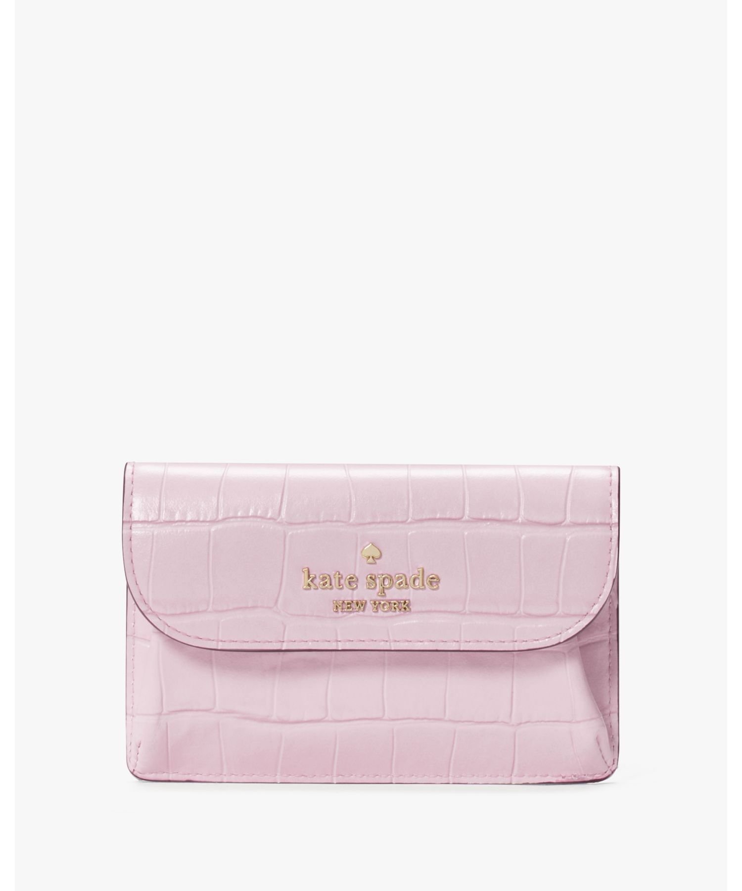 ケイト・スペード ニューヨーク 【SALE／50%OFF】kate spade new york ダンプリング クロコ エンボスド スモール フラップ カード ホルダー ケイトスペードニューヨーク 財布・ポーチ・ケース 名刺入れ・カードケース ピンク【送料無料】