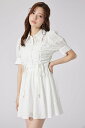 【SALE/50%OFF】rienda フロントシャーリングリボンミニハーフシャツフレアワンピース リエンダ ワンピース・ドレス ワンピース ブラック ホワイト【送料無料】