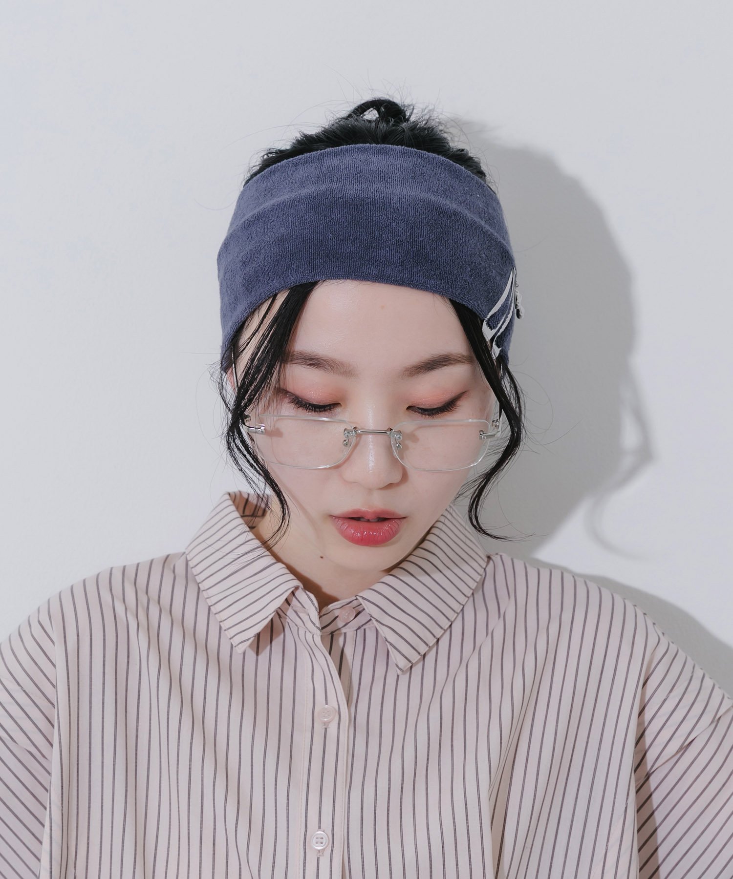 【SALE／50%OFF】SMELLY パイルヘアターバン スメリー ヘアアクセサリー カチューシャ・ヘアバンド ネイビー イエロー