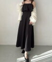 【SALE/48%OFF】JUNOAH Meiru セミフレアキャミワンピース ジュノア ワンピース・ドレス ワンピース ホワイト ブラック ピンク【送料無料】