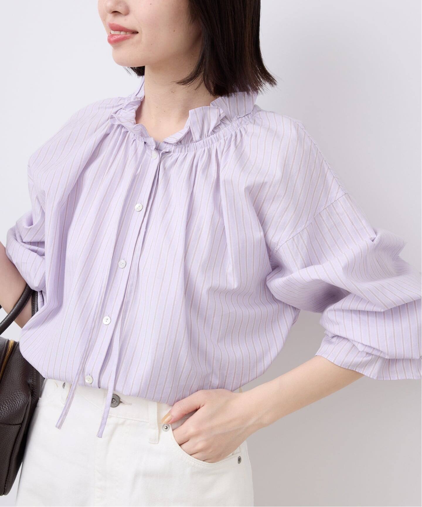 SLOBE IENA 《一部WEB・店舗限定カラーあり》タイプライターフリルカラーブラウス ...
