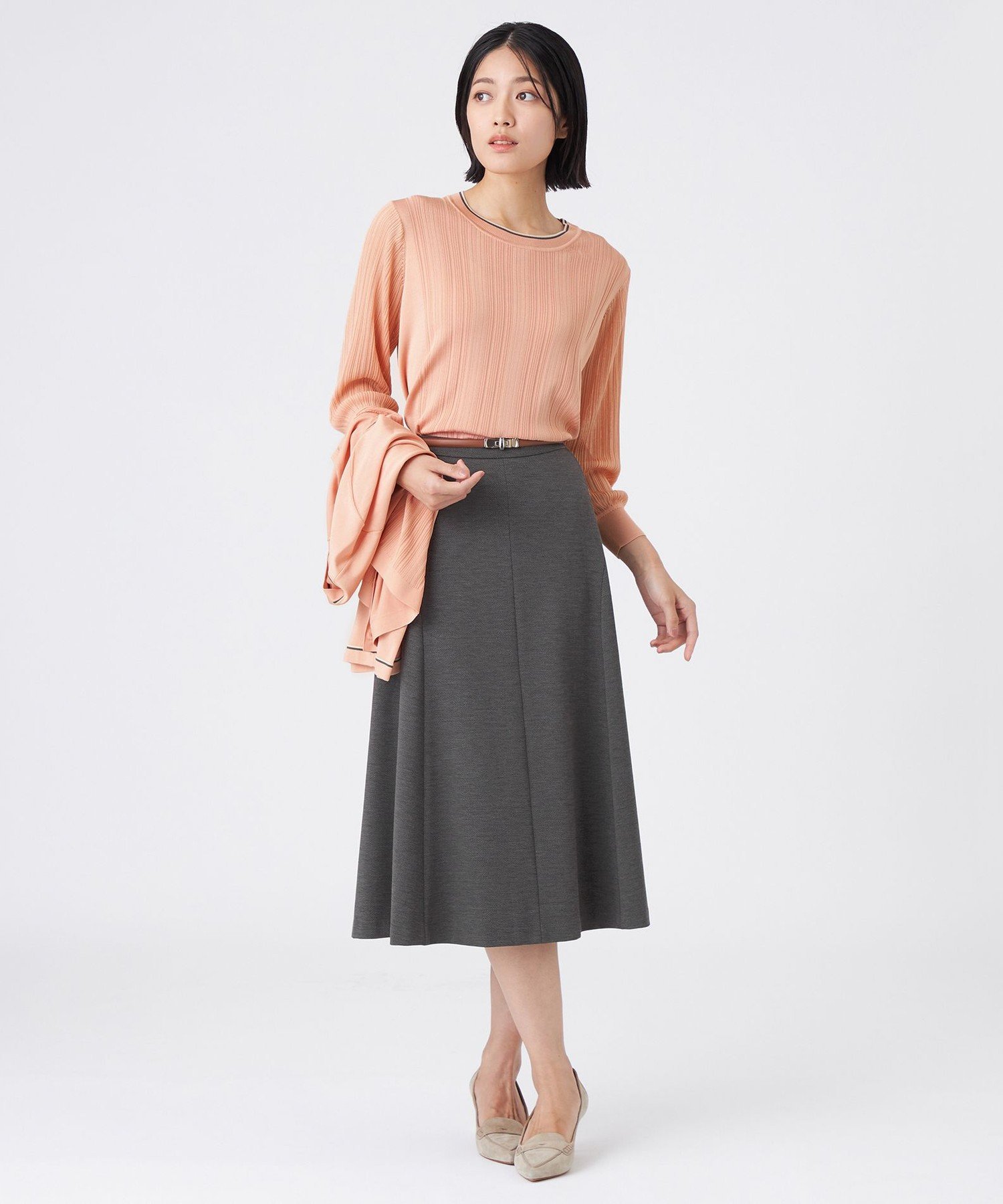 TRANS WORK 【L】【美シリーズ・セットアップ対応・ウォッシャブル】プレミアムジャージ サンヨー エルサイズ スカート その他のスカート ネイビー グレー【送料無料】