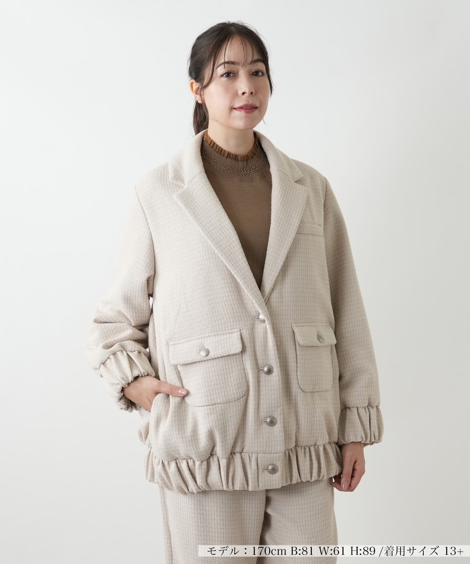 Leilian PLUS HOUSE ジャケット【NEMIKA】 レリアン プラスハウス ジャケット・アウター テーラードジャケット・ブレザー グレー ブラック ベージュ