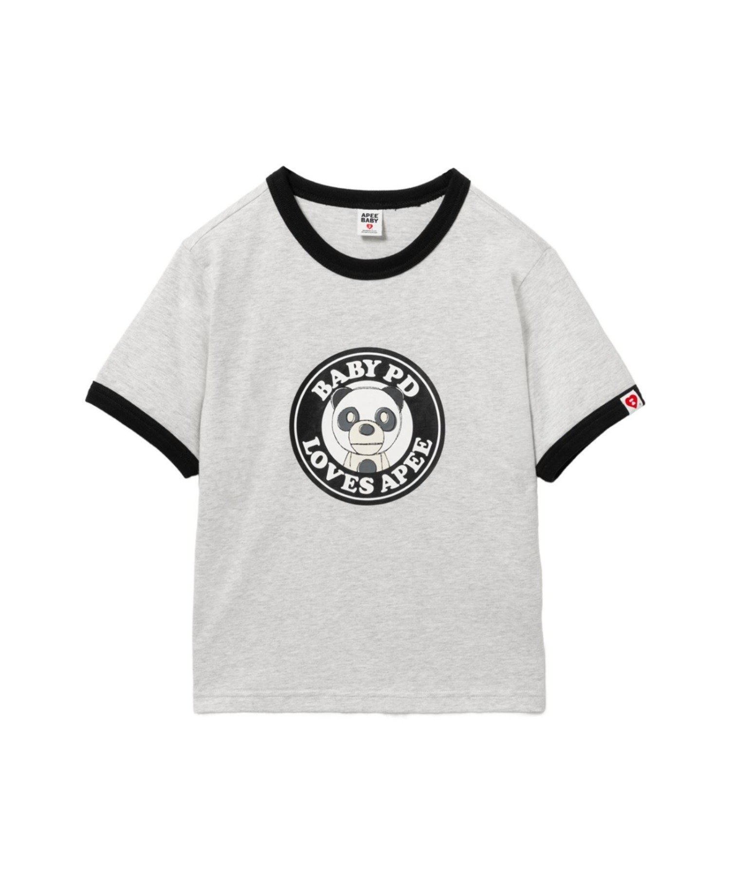 A BATHING APE MILO PD PRINTED RINGER CROP TEE ア ベイシング エイプ トップス カットソー・Tシャツ グレー ホワイト レッド
