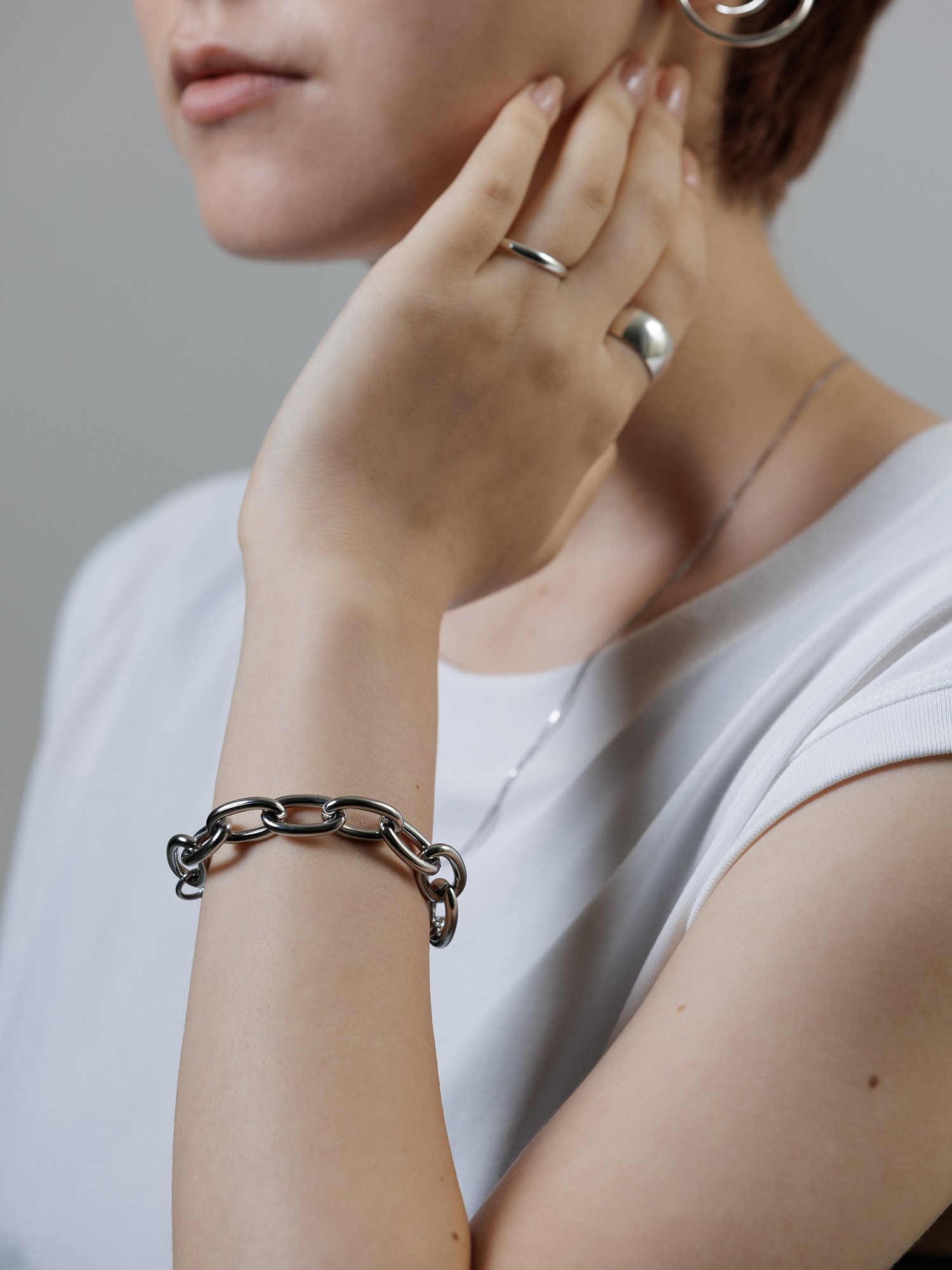 ieLS 「ieLS」ステンレス チェーンブレスレット クークロワッサン アクセサリー・腕時計 ブレスレット・バングル シルバー【送料無料】のサムネイル