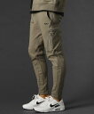 【SALE/5%OFF】LUXE/R ベルトループ付きナイロンツイル切替裏起毛ストレッチジャージ裾ジップパンツ カジュアル パンツ その他のパンツ ブラック グ...