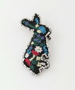 SUPER HAKKA 刺繍ブローチ「ウサギ」 スーパーハッカ アクセサリー・腕時計 ブローチ・コサージュ・バッジ シルバー ブラック