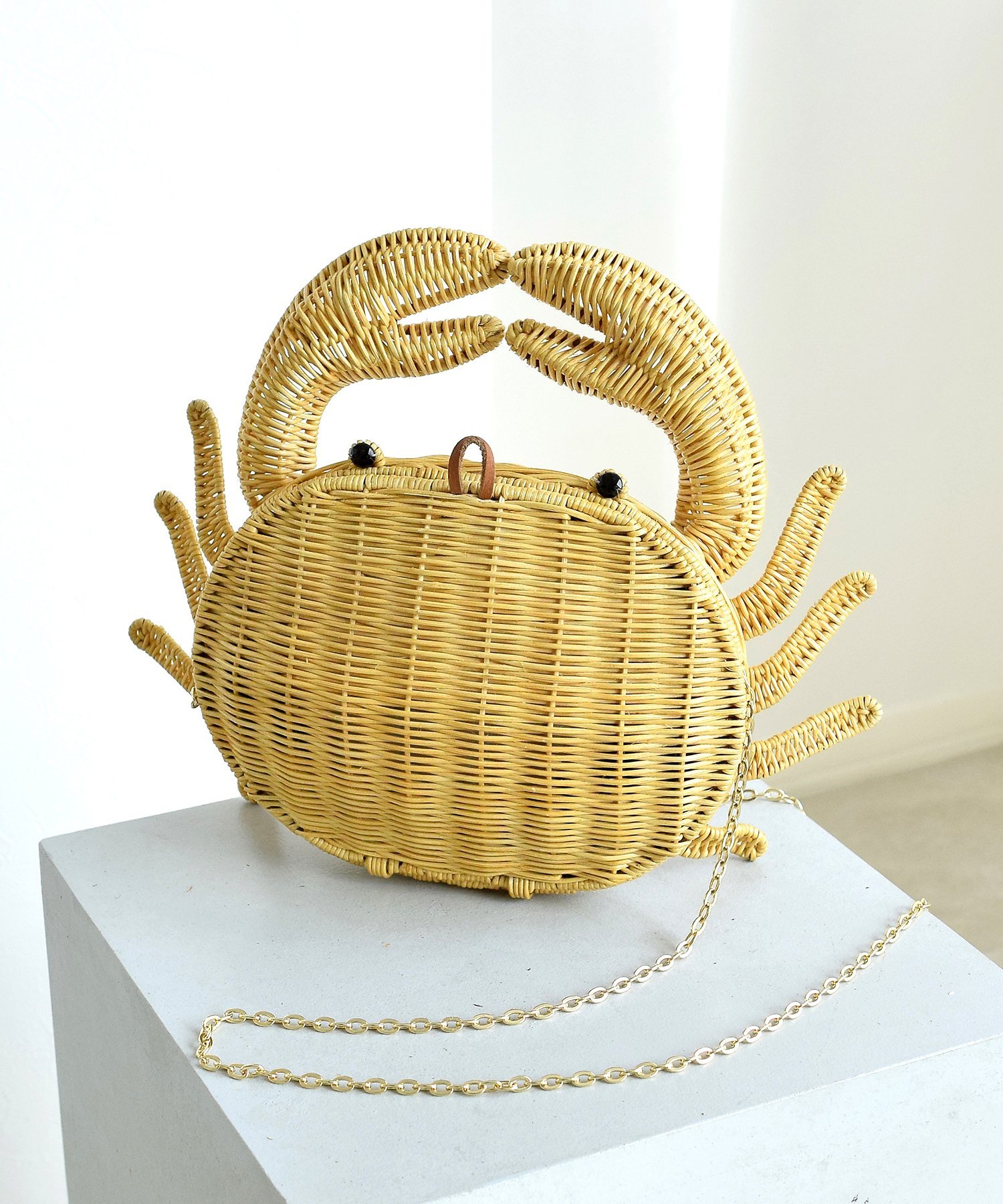 utatane utatane 籐カゴバッグ カニ クラッチバッグ ショルダー 籐編み 単品 ウタタネ バッグ クラッチ..