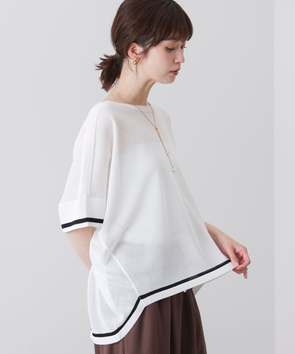 【SALE／20%OFF】Bou Jeloud 麻ライクニットプルオーバー バブ / ブージュルード トップス ニット グリーン ホワイト