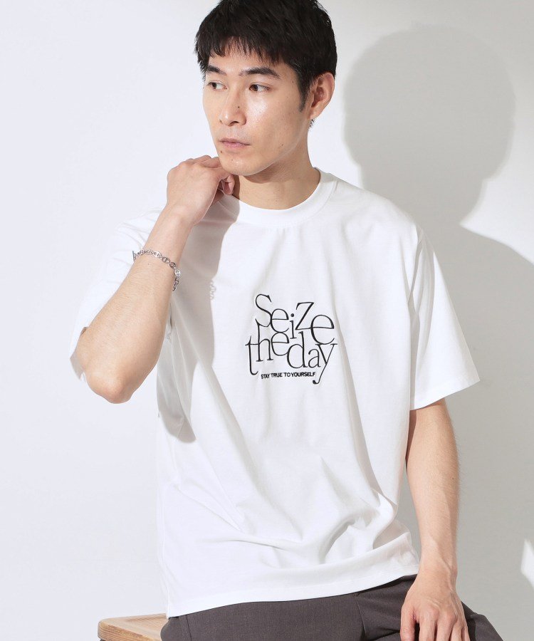 THE SHOP TK COOLロゴ半袖Tシャツ 接触冷感/洗濯機OK ザ ショップ ティーケー トップス カットソー・Tシャツ ホワイト ブルー ブラック