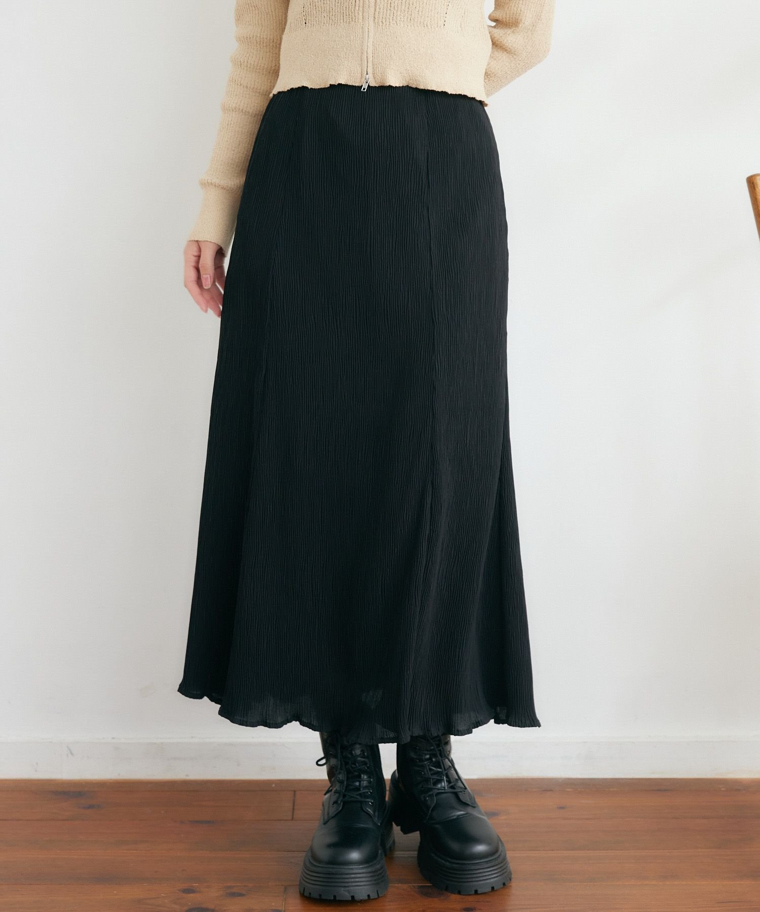 【SALE／30%OFF】RETRO GIRL 細プリーツSK レトロガール スカート ロング・マキシスカート ブラック ブルー