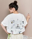 FREAK'S STORE PEANUTS バック 刺繍 半袖 Tシャツ【限定展開】 フリークスストア トップス カットソー・Tシャツ ホワイト グレー ブラック ピンク パープル【送料無料】