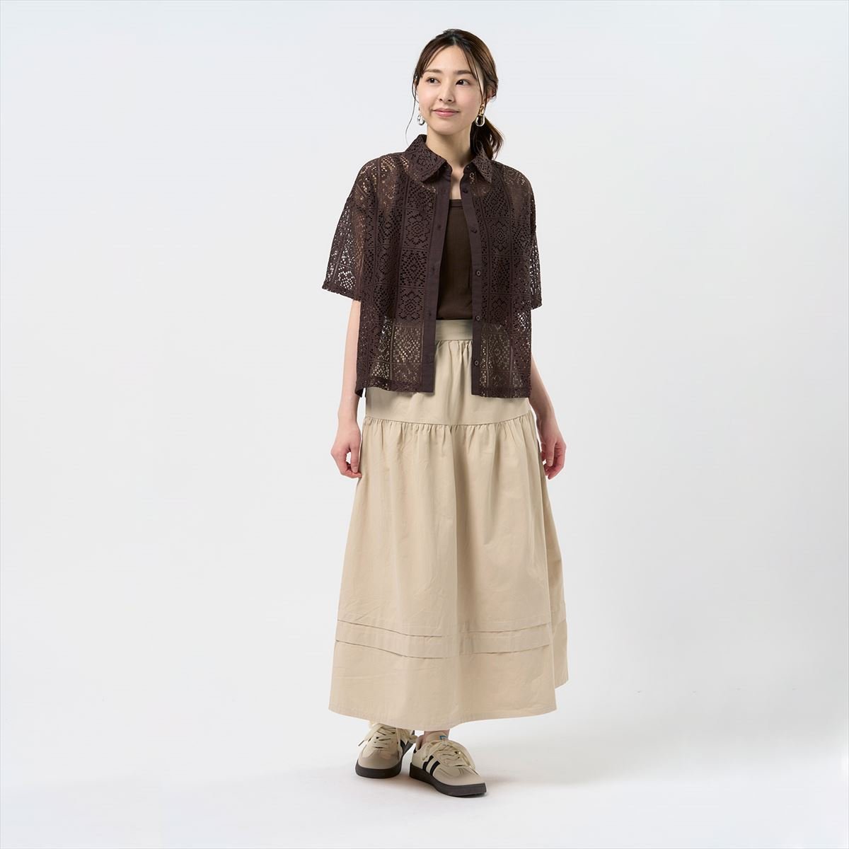 【SALE／36%OFF】BRICK HOUSE by Tokyo Shirts クロシェ風 レースシャツブラウス 五分袖 レディース BL02J100DE30W00-50 トーキョーシャツ トップス シャツ・ブラウス ブラウン