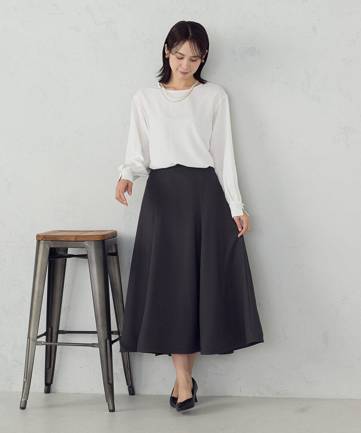 COMME CA ISM 3WAY プラスチックパール&チェーンネックレス コムサイズム アクセサリー・腕時計 ネックレス シルバー