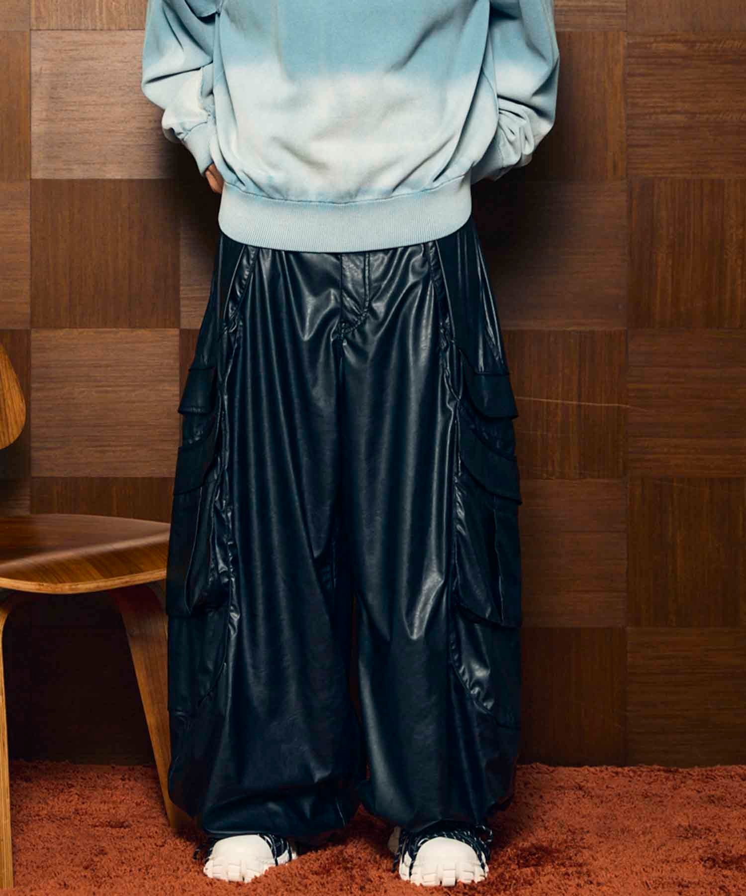 MAISON SPECIAL Curve Switching Side Pocket A Light Eco Leather Pants メゾンスペシャル パンツ カーゴパンツ ブラウン ブラック【送料無料】のサムネイル