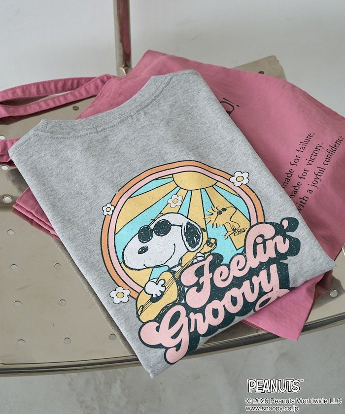 限定展開 別注/SNOOPY/スヌーピー ポッププリント 半袖 Tシャツ フリークスストア トップス カットソー・Tシャツ ブラック グレー ホワイト