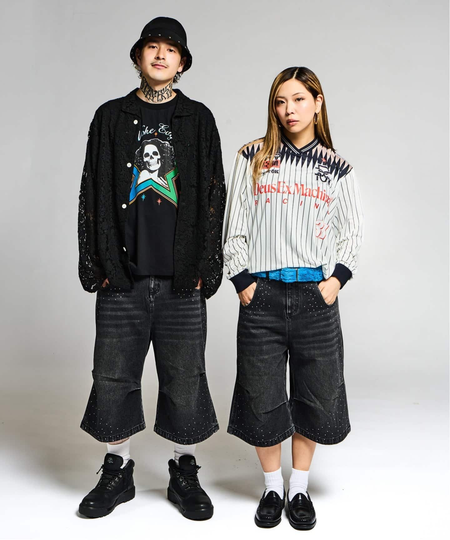 JOINT WORKS ラインストーン デニムショーツ / J Rhine Stone Denim Shorts ジョイントワークス パンツ その他のパンツ ブラック ブルー