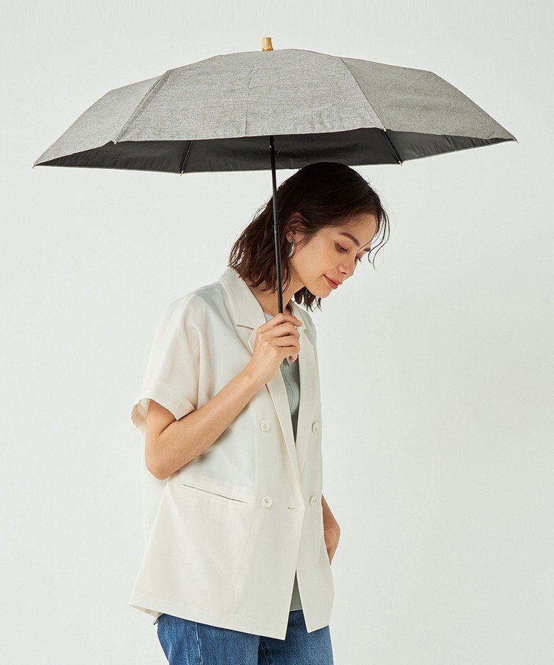 バンブーハンドル折りたたみ傘/日傘/レイン-晴雨兼用-