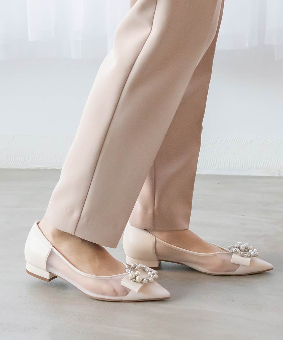 RANDA リボンモチーフ*パールビジューパンプス ランダ シューズ・靴 パンプス ホワイト ブラック イエロー【送料無料】のサムネイル