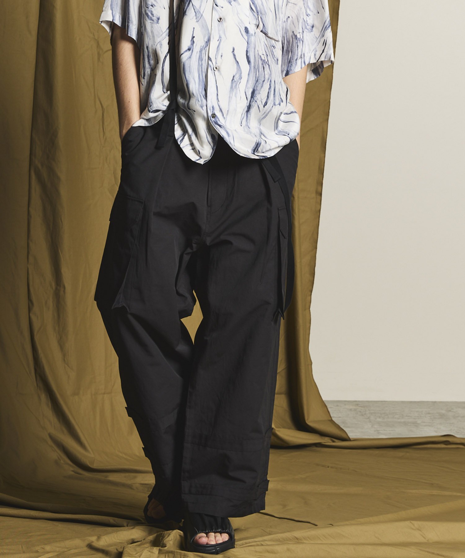 MAISON SPECIAL Cotton Nylon Twill Suspender Cargo Pants メゾンスペシャル パンツ カーゴパンツ ブラック カーキグリーン【送料無料】