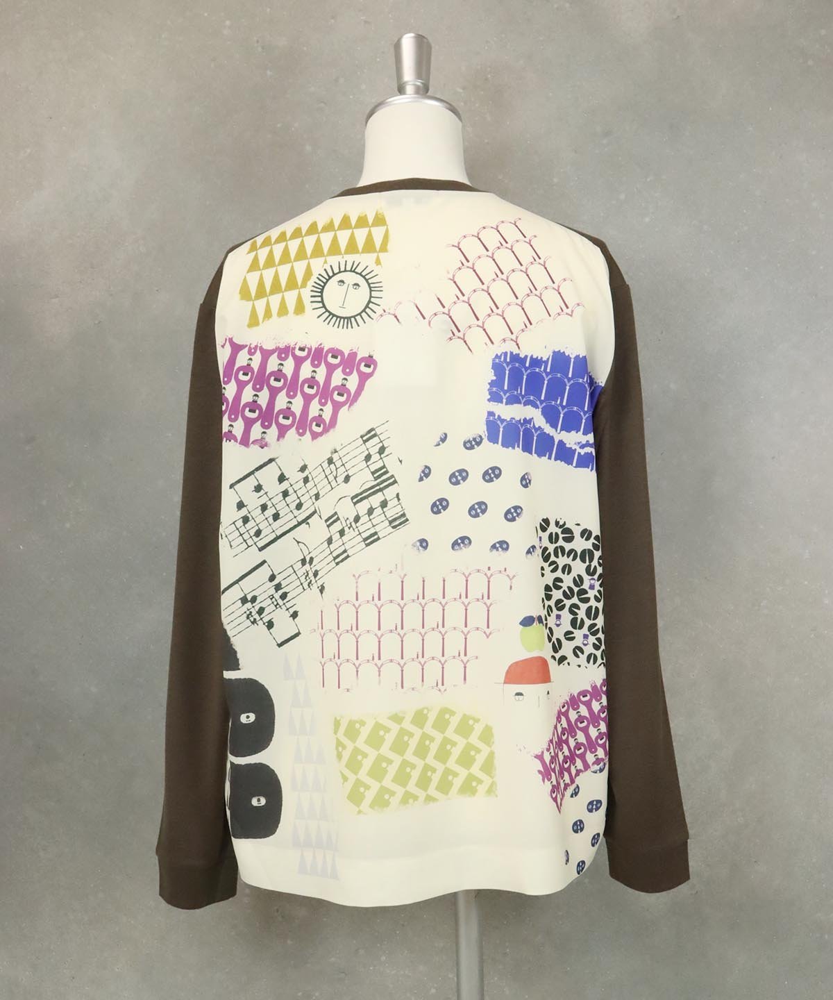 【SALE／40%OFF】STUDIO PICONE ニット*シフォンプリントカーディガン スタジオピッコーネ トップス カーディガン ブラウン ネイビー【送料無料】