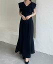 【SALE/38%OFF】JUNOAH ラッフルカラーマーメイドワンピース ジュノア ワンピース・ドレス ワンピース ブラック グレー ホワイト【送料無料】