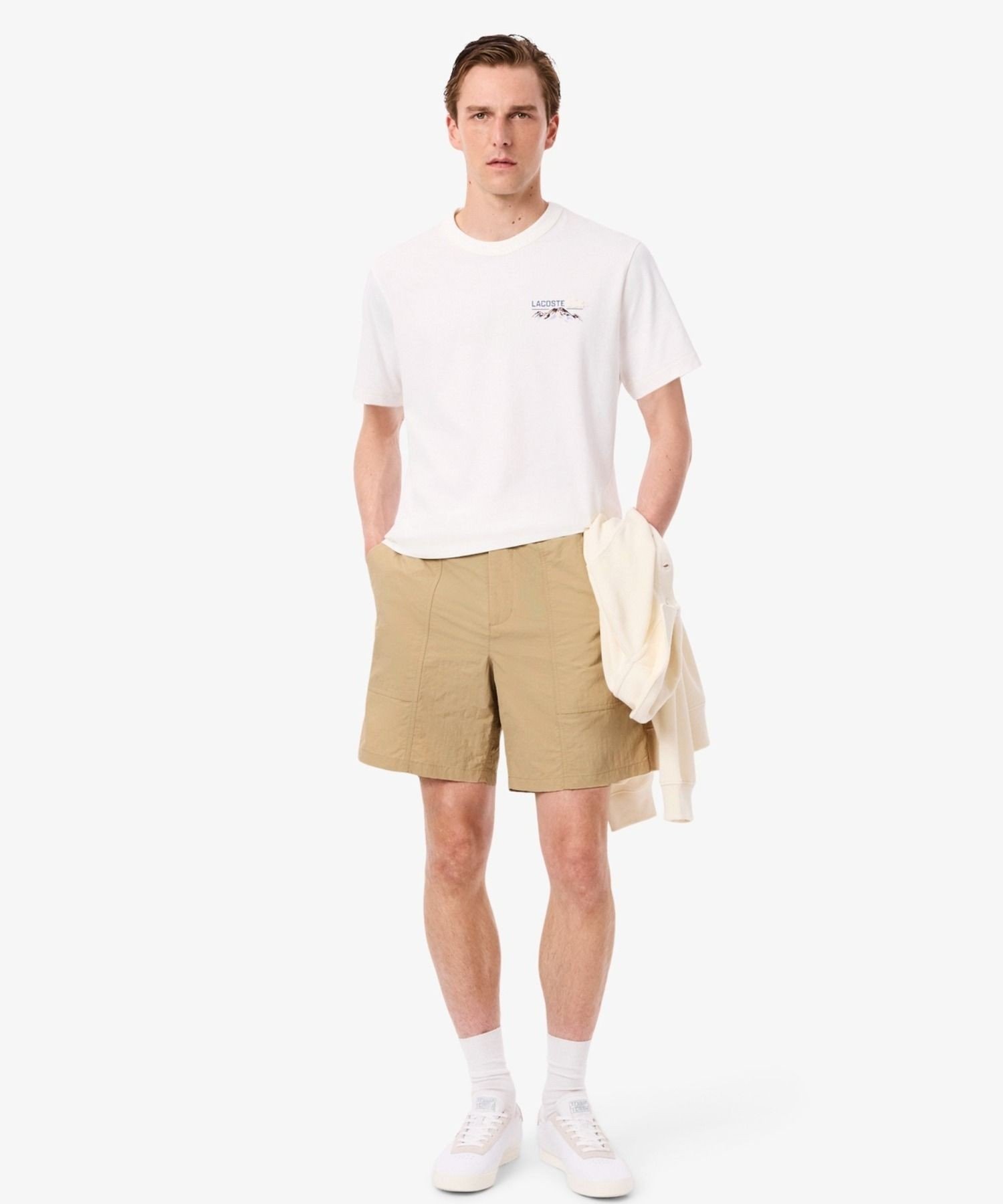【SALE／30%OFF】LACOSTE 撥水・防風・軽量ファブリック ワークナイロンショーツ / ハーフパンツ ラコステ パンツ その他のパンツ ベージュ グリーン【送料無料】