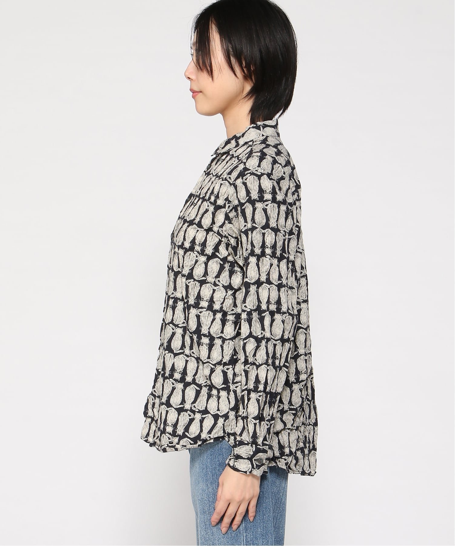 pas de calais pas de calais cat patrolプリント シャツブラウス パドカレ トップス シャツ・ブラウス ホワイト ブラック