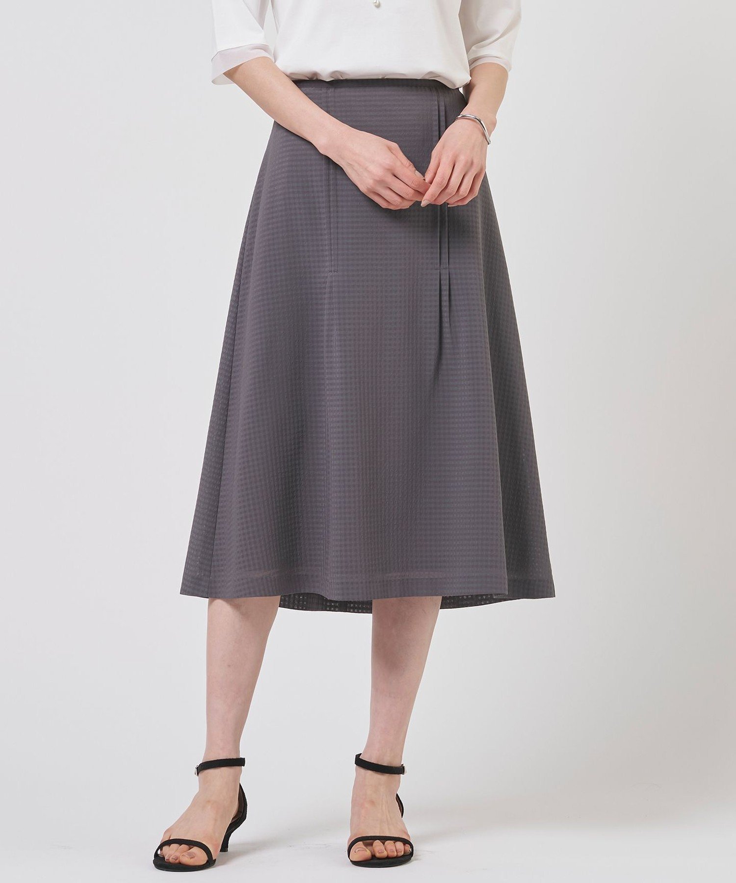 【SALE／20%OFF】J.PRESS シアーブロックチェック フレア スカート ジェイプレス スカート ロング・マキシスカート ネイビー【送料無料】
