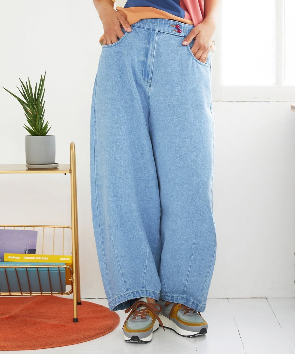 Jocomomola Superposicion カーブシルエットデニムパンツ ホコモモラ パンツ その他のパンツ ネイビー【送料無料】